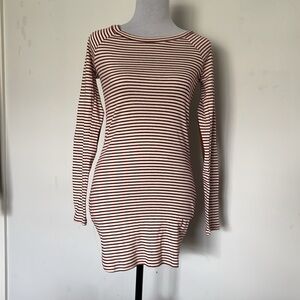 Forever 21 Burgundy and Cream Striped Tee